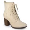 Brinley Co. Women's Lace-Up Faux Suede Booties with Stacked Heel